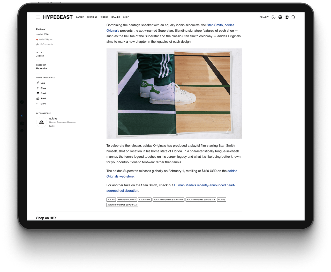 Superstan key visuals on tablet
