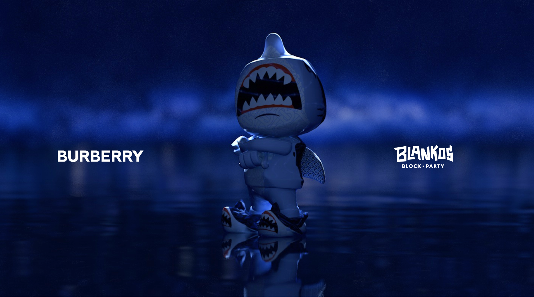 Teaser key visual of Sharky B in dim blue light