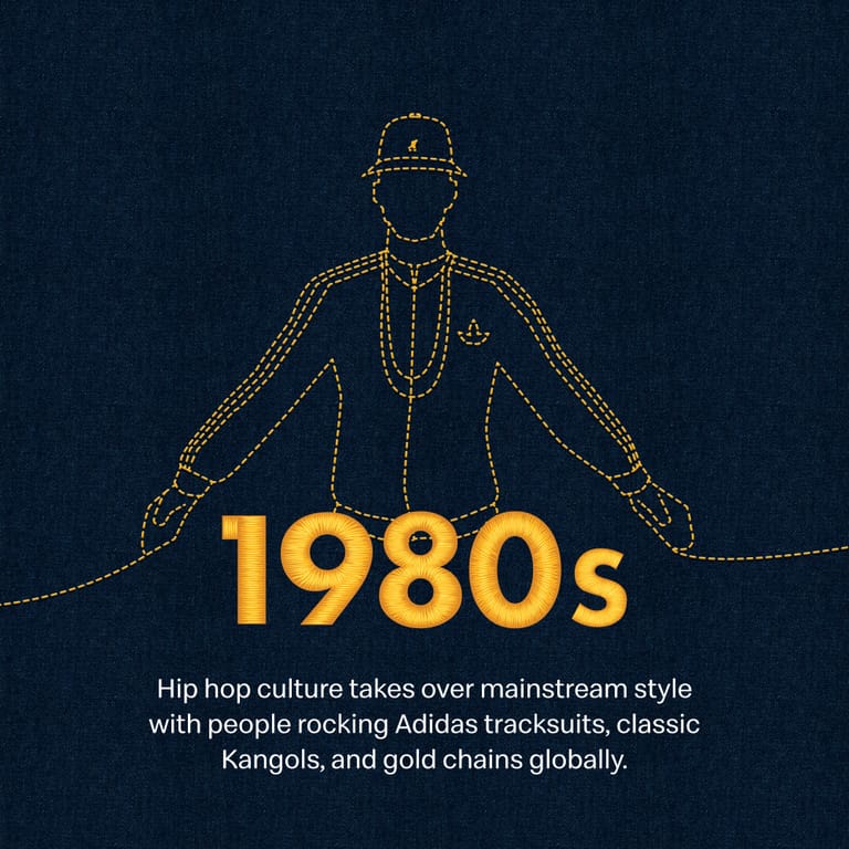 1980s — hip hop culture takes over mainstream style