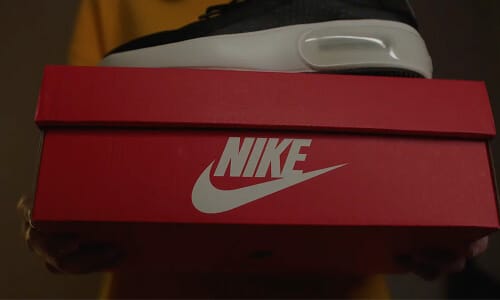 A Nike shoebox held up to camera
