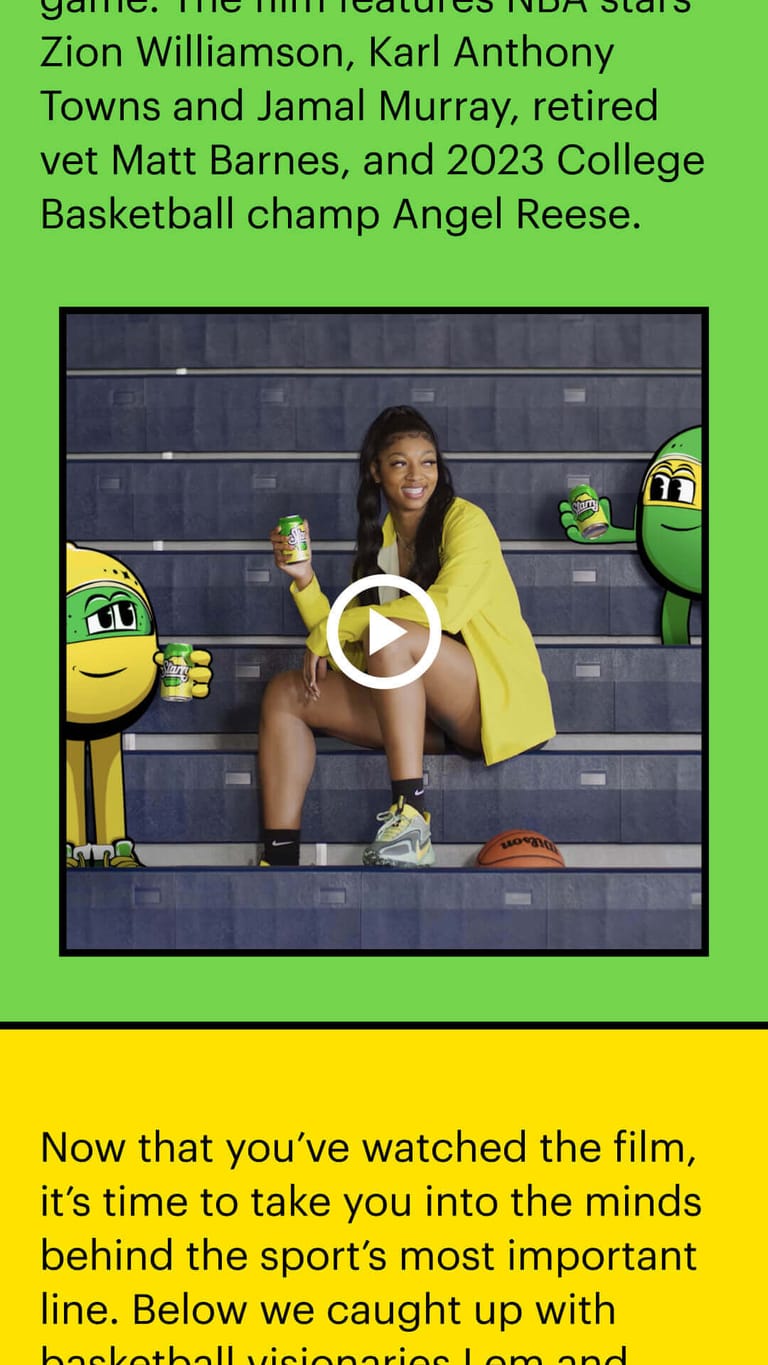 Video still from the film featuring basketball stars