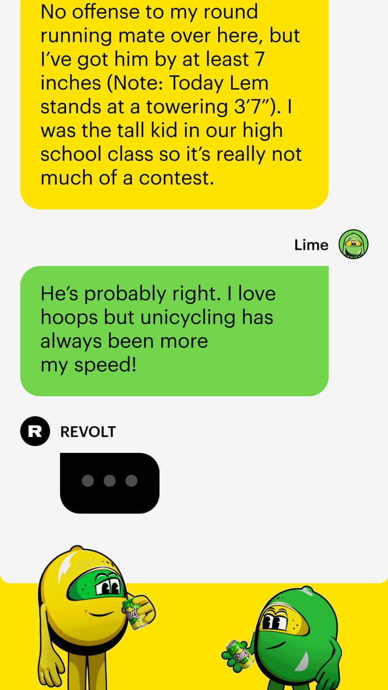 Chat exchange between Lem and Lime about hoops