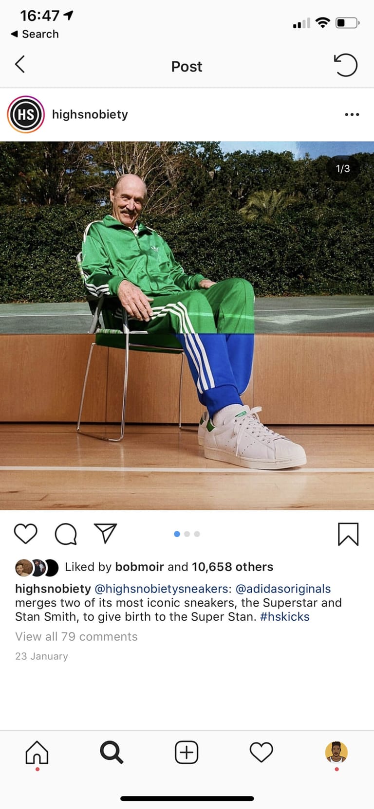 Highsnobiety Instagram post covering the Superstan launch
