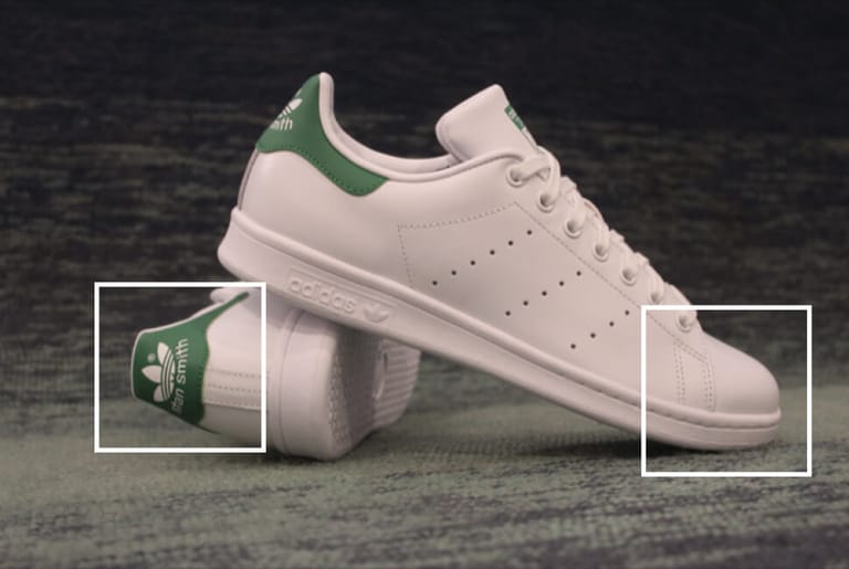 Stan Smith with its heel tab and toe shape marked out
