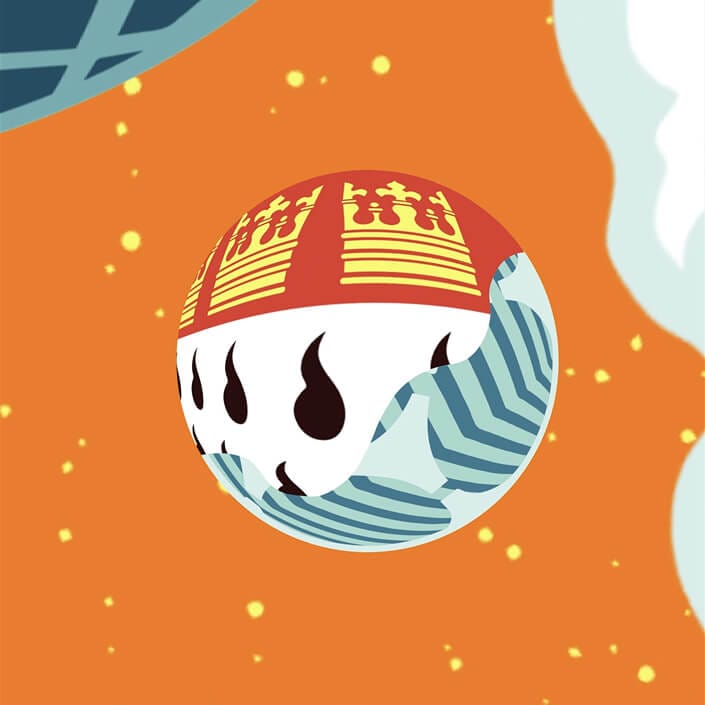 The Cologne coat of arms rendered as a planet